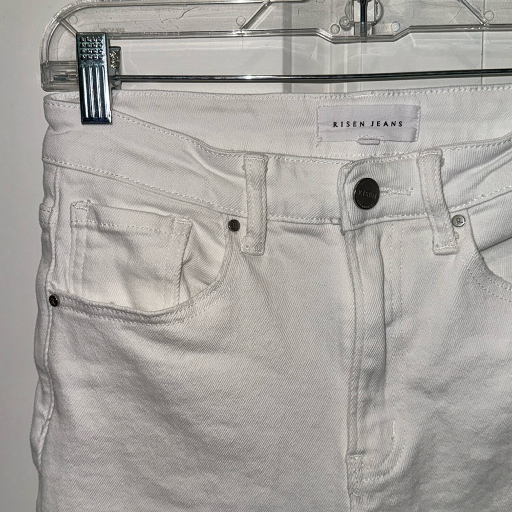 Risen Straight Leg White Jeans, size 27
